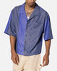 MNML Cropped Panel Stripe Shirt Blue