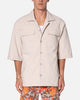 MNML Lined Woven Nylon Button Up Shirt Stone