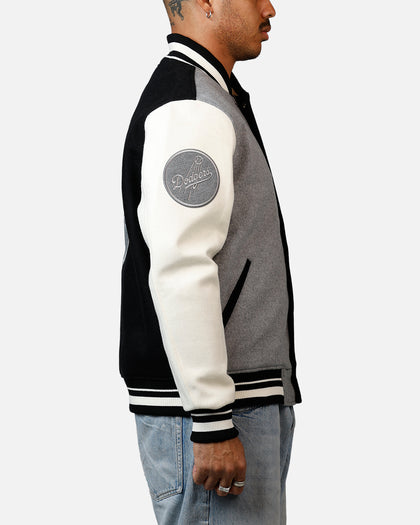 Pro Standard Los Angeles Dodgers Reverse French Terry Wool Varsity Jacket Black/Grey
