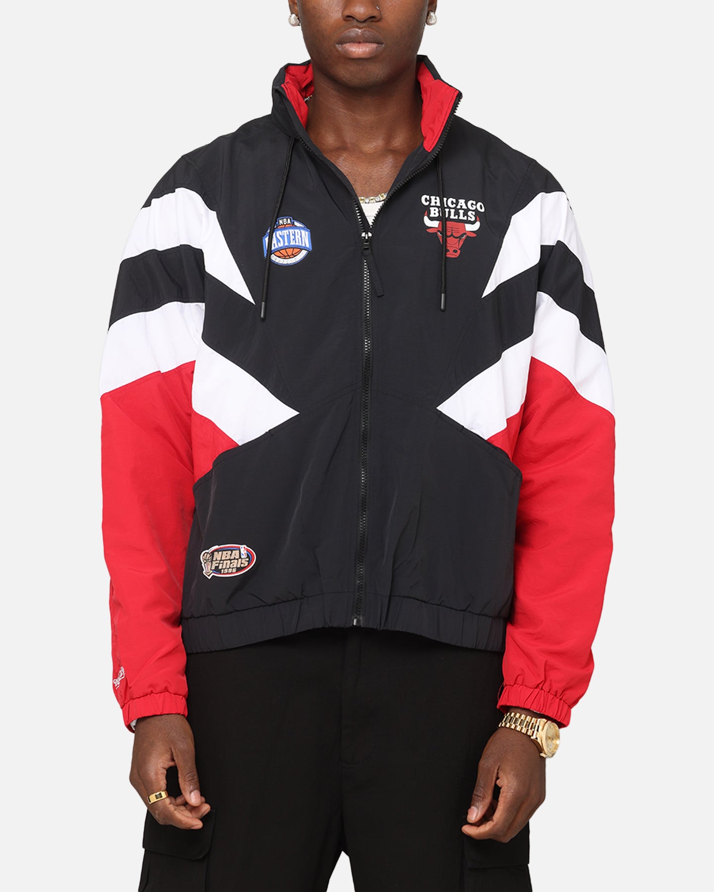Mitchell & Ness Chicago Bulls Spray Jacket Black/Red | Culture