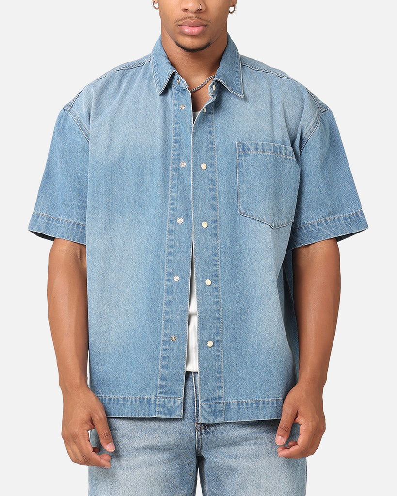 Saint Morta Boxy Denim Shirt Light Blue Denim Culture Kings NZ