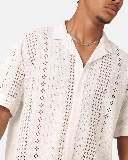 Saint Morta Crochet Button Up Shirt Off White