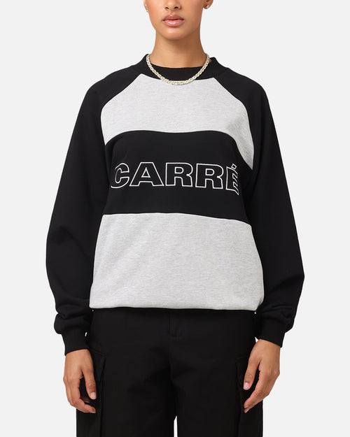 Carre Panel Raglan Crewneck Black/Grey Marle