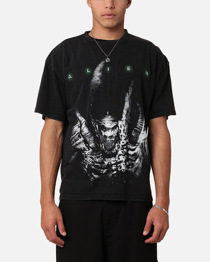 Goat Crew Alien Horror Vintage T-Shirt Black Acidwash