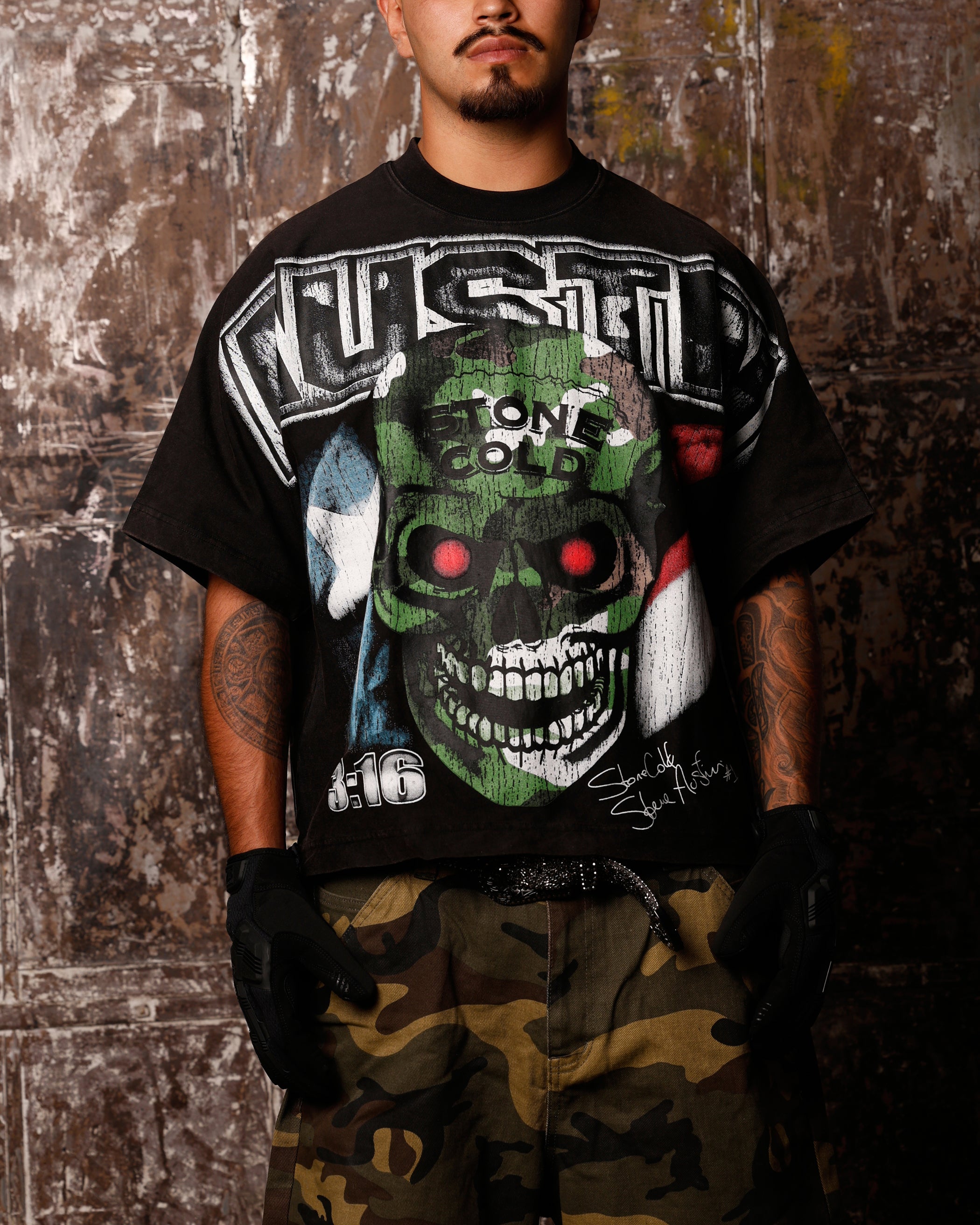 Loiter X WWE Stone Cold Vintage T-Shirt Vintage Black | Culture
