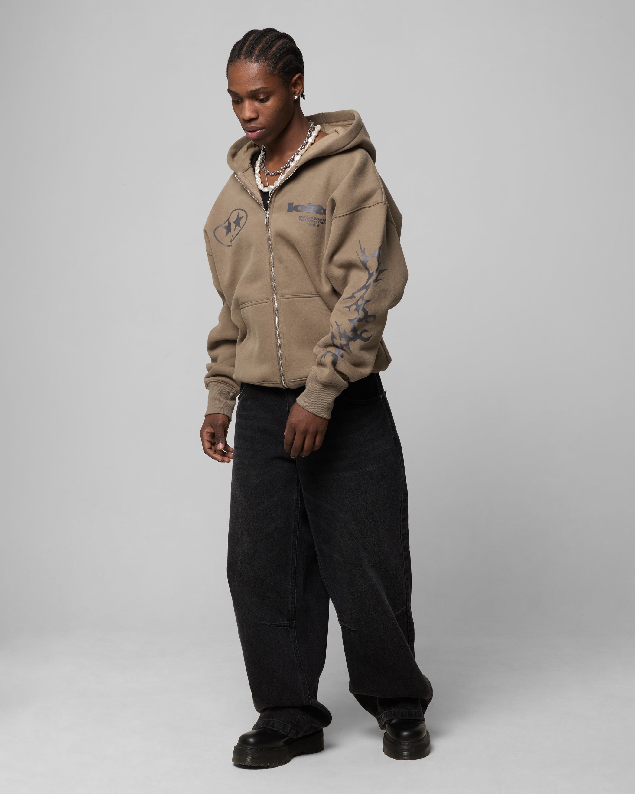 Loiter Solar Zip Hoodie Brown | Culture Kings NZ