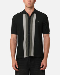 Fred Perry Panelled Button Through Polo Shirt Green