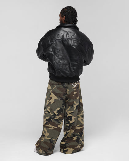 Loiter Solar Vegan Leather Varsity Jacket Black