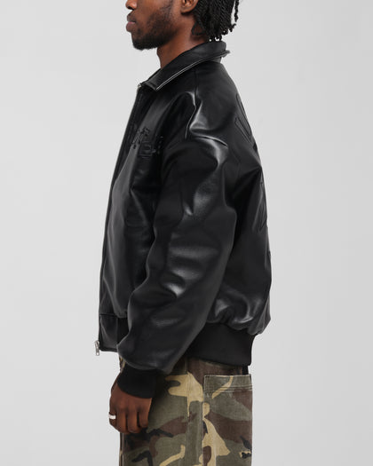 Loiter Solar Vegan Leather Varsity Jacket Black