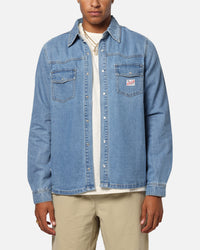 X-Large Denim Western Long Sleeve Shirt Mid Blue