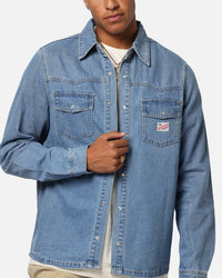 X-Large Denim Western Long Sleeve Shirt Mid Blue