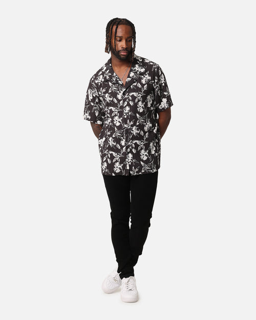 XXIII Floral Textured Button Up Shirt Black/White