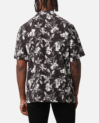 XXIII Floral Textured Button Up Shirt Black/White