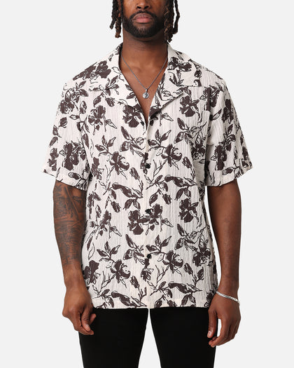 XXIII Floral Textured Button Up Shirt White/Black