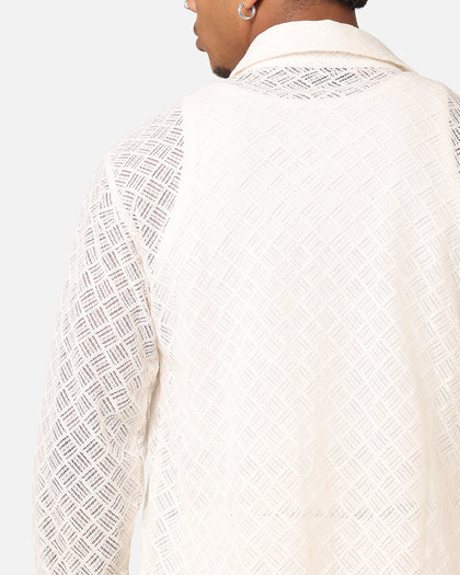 XXIII Lattice Long Sleeve Button Up Shirt Cream