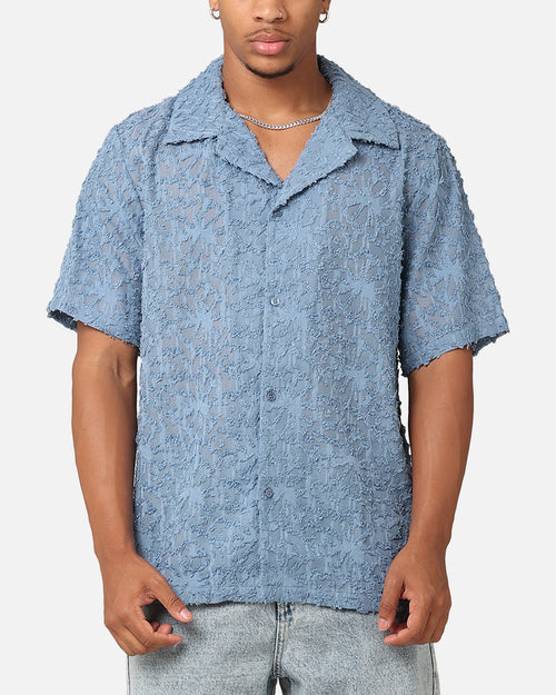 XXIII Sheer Daisy Button Up Shirt Floral Blue