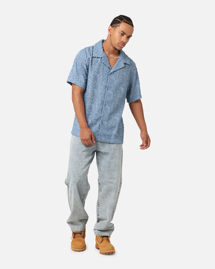 XXIII Sheer Daisy Button Up Shirt Floral Blue