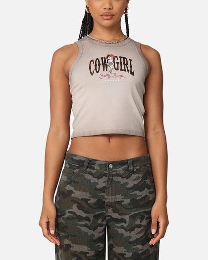 Betty Boop Women's Cowgirl Sunfade Tank Washed Brown