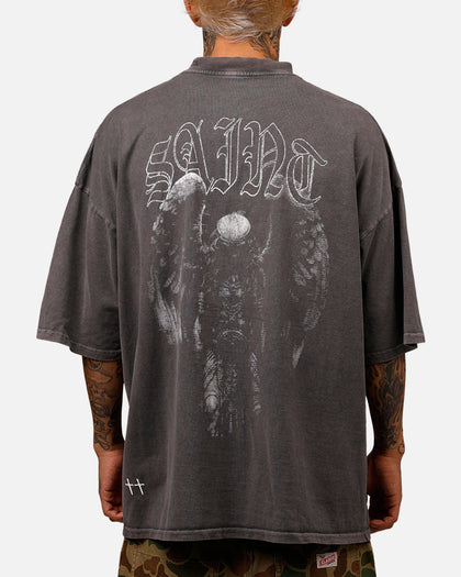 Saint Morta Baptista Mock Neck T-Shirt Washed Charcoal