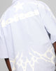 Loiter Cyber Zip Up Short Sleeve Shirt Blue Pin Stripe