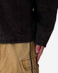 MNML Seamed Zip Up Hoodie Washed Black
