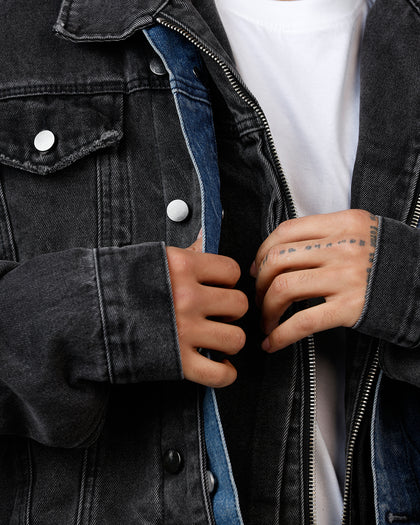 MNML Triple Threat Trucker Jacket Black/Blue