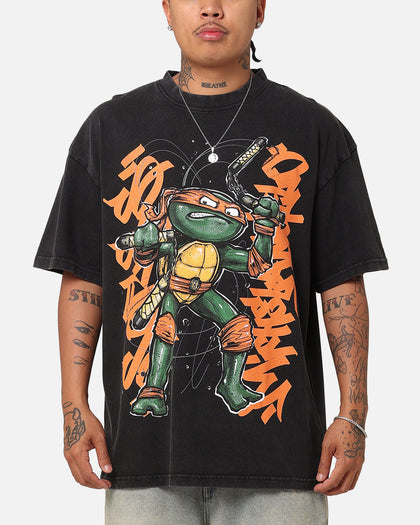 Goat Crew X Teenage Mutant Ninja Turtles Michelangelo X Sofles Vintage T-Shirt Black Acidwash