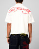 Ed Hardy Flaming Skull Button Up Shirt Off White