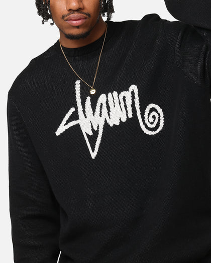 S Double Shawn Script Sweater Black