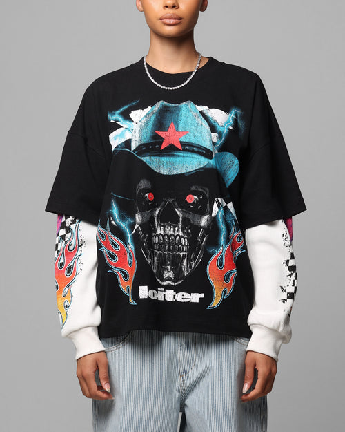 Loiter Daytona Layered Long Sleeve T-Shirt Black/White