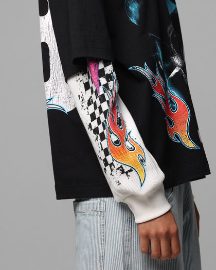 Loiter Daytona Layered Long Sleeve T-Shirt Black/White