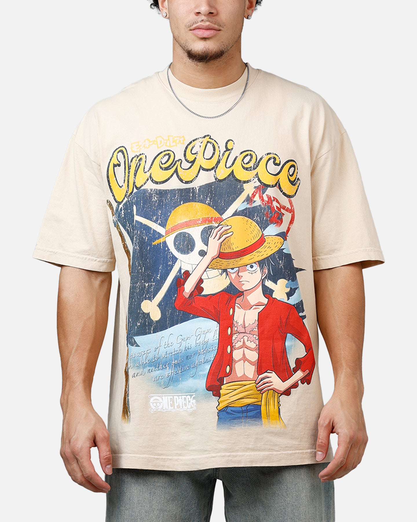 Hypland X One Piece Luffy Jumbo T-Shirt Cream | Culture Kings NZ