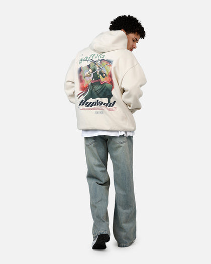 Hypland X One Piece Zoro Flame Hoodie Cream