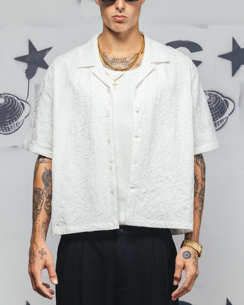 Carre Ripple Button Up Shirt Off White