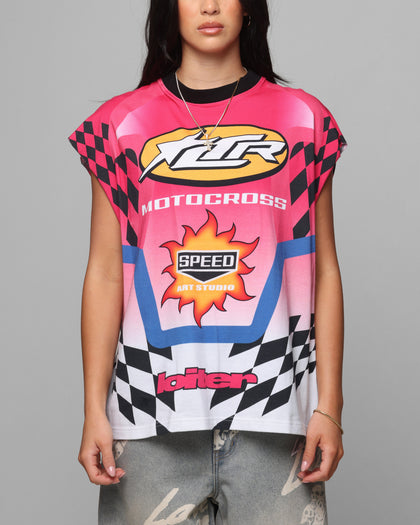 Loiter Motorsport Muscle T-Shirt Pink/Multi-Coloured