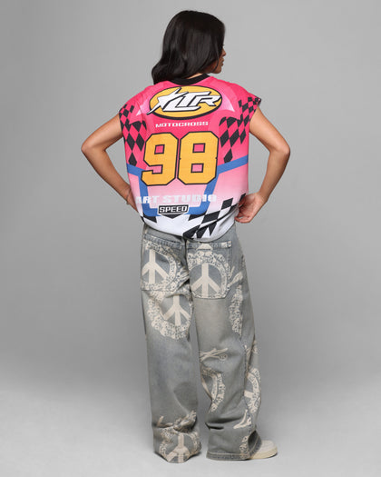 Loiter Motorsport Muscle T-Shirt Pink/Multi-Coloured