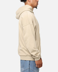 Saint Morta Gothic Distressed Zip Hoodie Stone