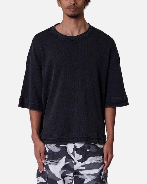 MNML Double Layer Acid Washed T-Shirt Black