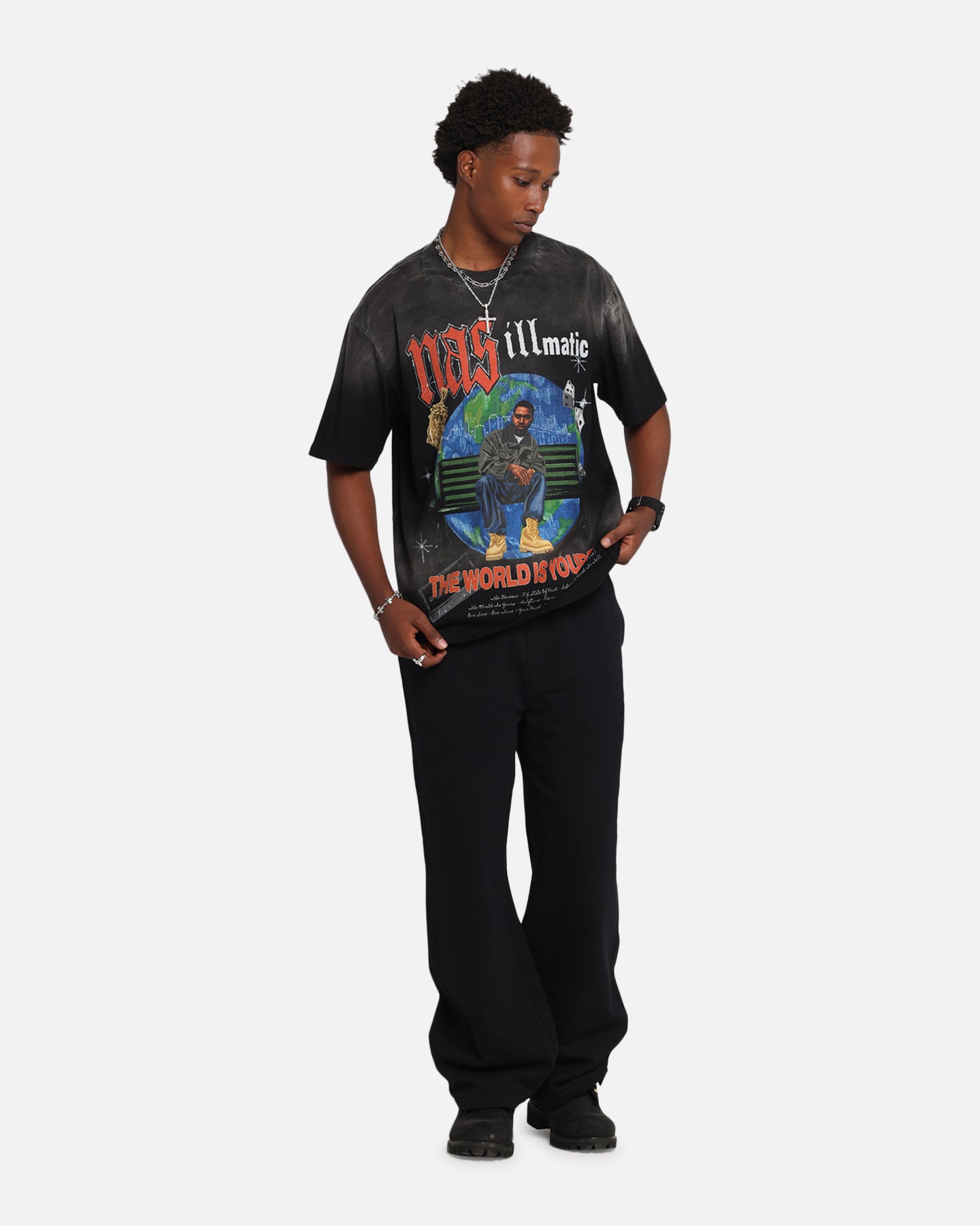 Nas The World Is Yours T-Shirt Washed Black | Culture Kings NZ