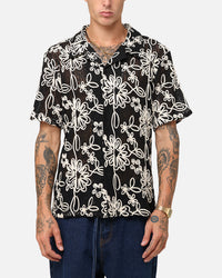 XXIII Resort Knit Button Up Shirt Black/Cream