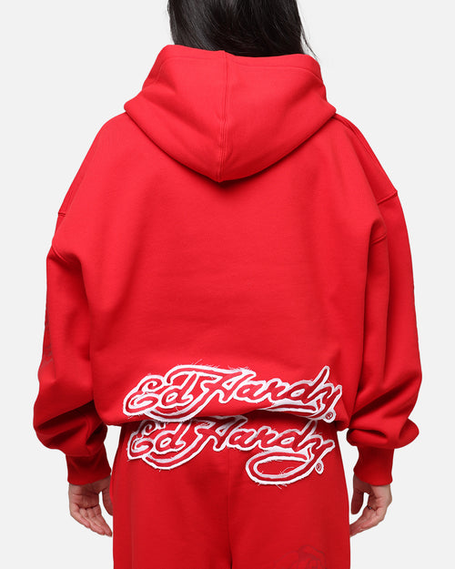 Ed Hardy Women's Rose Zip Hoodie Red