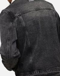 Saint Morta Gothic Distressed Denim Jacket Black Shadow