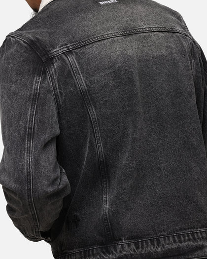 Saint Morta Gothic Distressed Denim Jacket Black Shadow