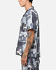 XXIII Printed Denim Patch Button Up Shirt Blue