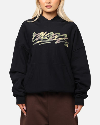 Carre Camo Script Hoodie Black
