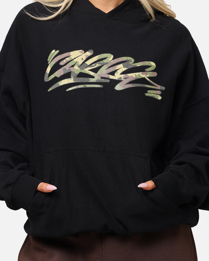 Carre Camo Script Hoodie Black