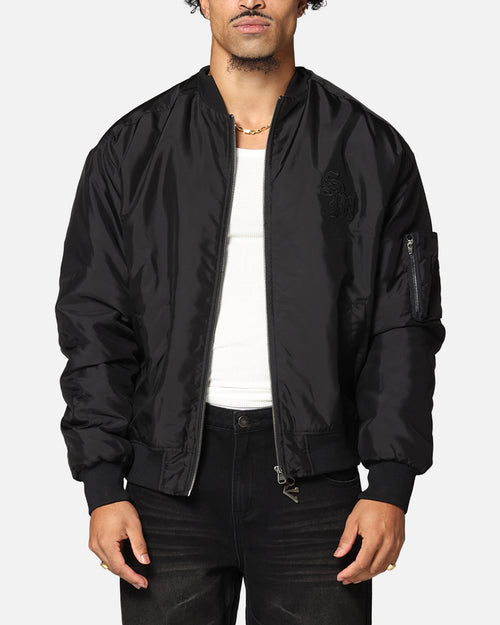 Saint Morta Gothic Nylon Bomber Jacket Black