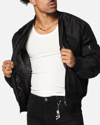 Saint Morta Gothic Nylon Bomber Jacket Black