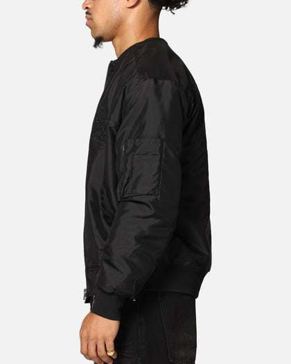 Saint Morta Gothic Nylon Bomber Jacket Black