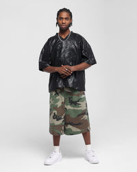 Loiter Vegan Leather Football Top Black